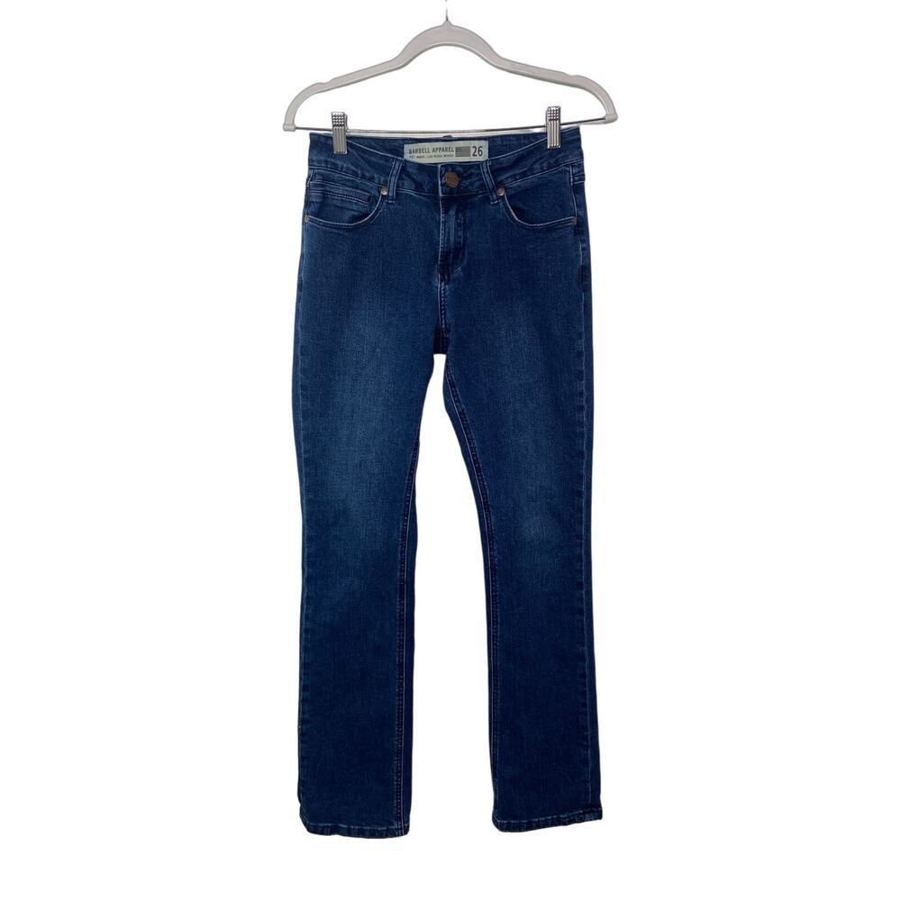 Barbell Apparel Straight Jeans Mid Rise Denim Cotton Blend‎ Medium Women 26 USA